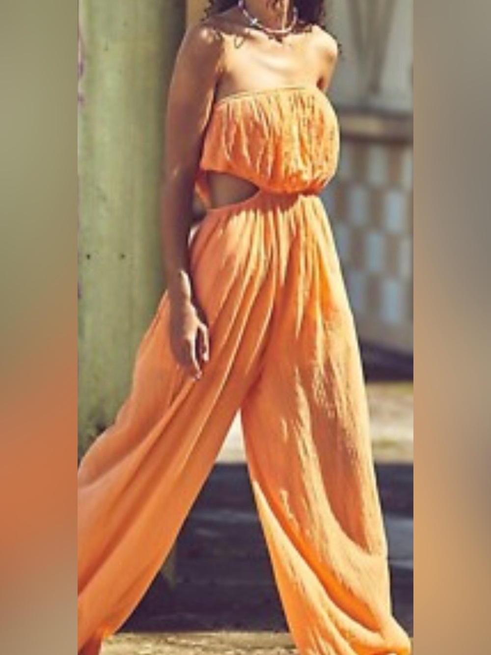 Free People Orange Jumpsuit with cutout